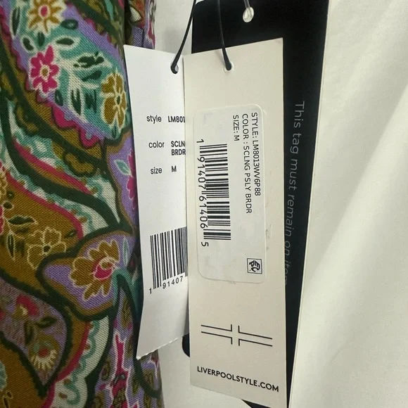 Liverpool High Neck Paisley Print Sleeveless Blouse Size Medium Keyhole Detail - Picture 5 of 8